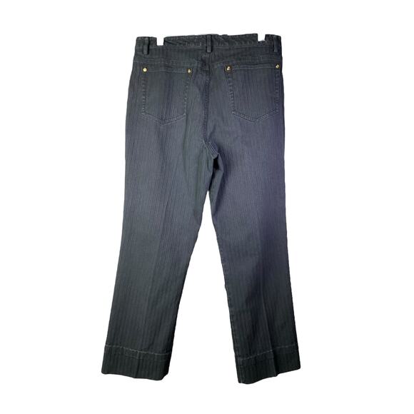 Saks Fifth Avenue Pants Women 40 Black Straight Leg Cotton Jean High-Rise Hemmed - Picture 3 of 7